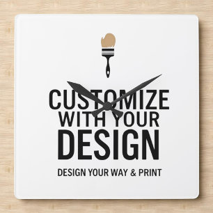 Company Branded Custom Minimalist Personalized   Square Wall Clock