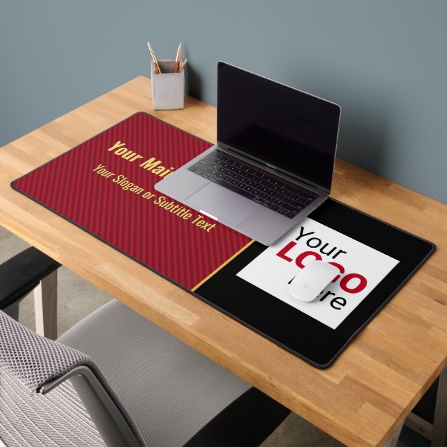 Company Branded Maroon, Gold, Black - Large Logo Desk Mat (Office 2)