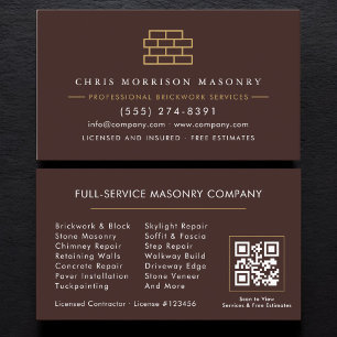 Company Bricklayer Brick Masonry QR Code Business Card