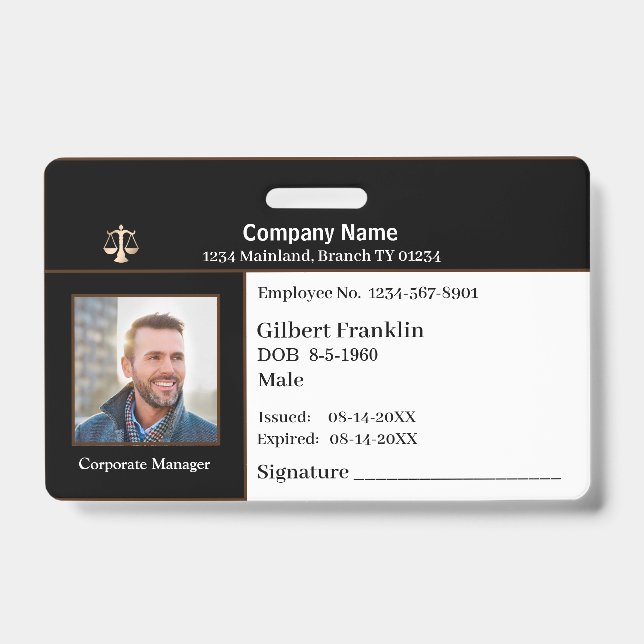 Company Business ID Identification Logo Custom  Badge (Front)