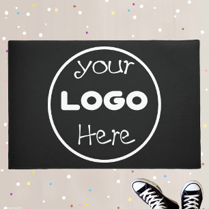 Company Business Logo Black Modern Professional Doormat