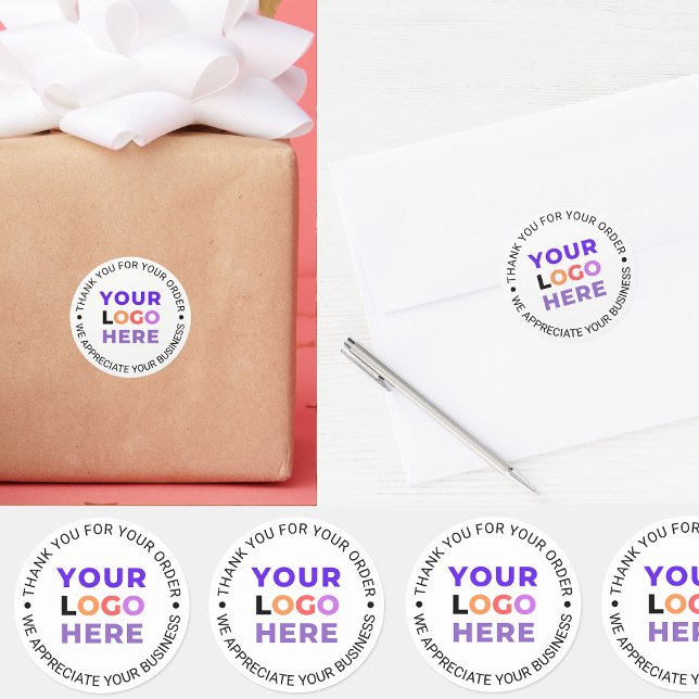 Company Business Logo | Custom Branded Thank You  Classic Round Sticker (logo thank you for your order appreciate your business)