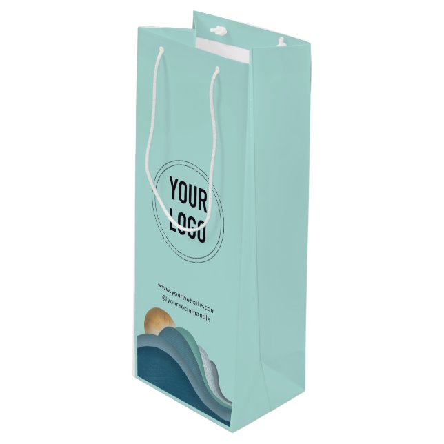 Company Business Logo Custom Paper Wine Gift Bag (Front Angled)