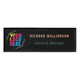Company Business Logo Employee Black Name Tag