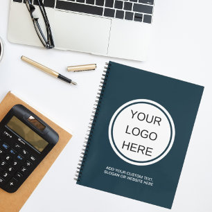 Company Business Logo Modern Navy Blue Marketing Notebook