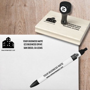 Company Business Logo Professional Return Address  Rubber Stamp