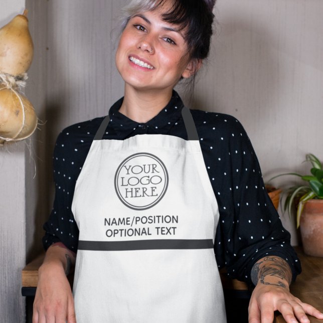 Company business logo promotional black & white apron (Creator Uploaded)