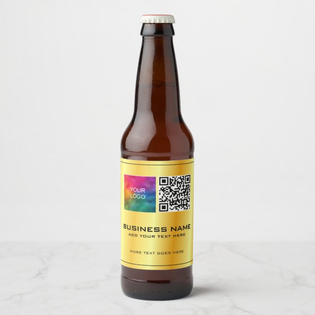 Company Business Logo QR Code Here Template Beer Bottle Label (Front)