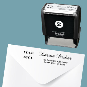 Company Business Logo Typography Return Address Self-inking Stamp