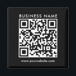 Company Business QR Code Logo Text Black Square Magnet<br><div class="desc">Customise Upload Your Business Company Logo QR Code Here Add Text Elegant Modern Template Square Black Circle Magnet.</div>