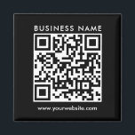 Company Business QR Code Logo Text Black Square Magnet<br><div class="desc">Customise Upload Your Business Company Logo QR Code Here Add Text Elegant Modern Template Square Black Circle Magnet.</div>