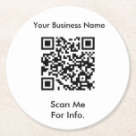 Company Business QR Code Round Paper Coaster<br><div class="desc">Company Business QR Code Round Paper Coaster. Choose the shape from the office menu.</div>