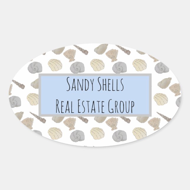 Company Business Watercolor Sea Shells Oval Sticker (Front)