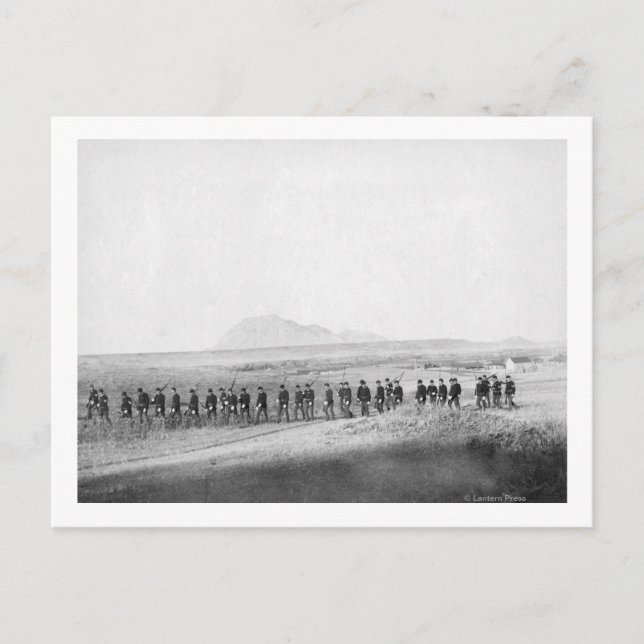 Company C, 3rd US Infantry Walking in a Line Postcard (Front)