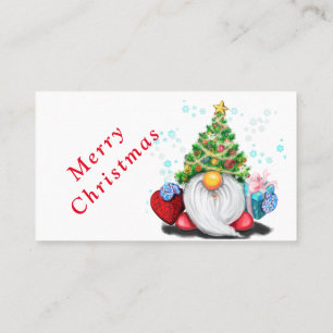 Company Christmas Business Card Gnome with Gift