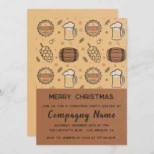 Company Christmas Party Beer Rustic Invitation