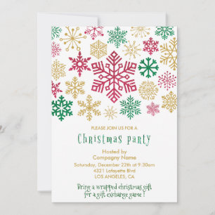 Company Christmas Party Chic Snowflakes Invitation
