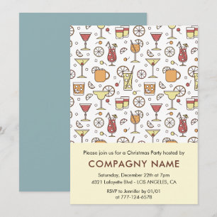 Company Christmas Party Cocktail Pattern  Invitation