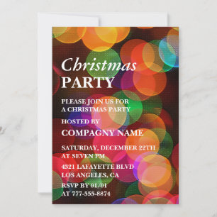 Company Christmas Party  Colourful Confetti Sparkl Invitation