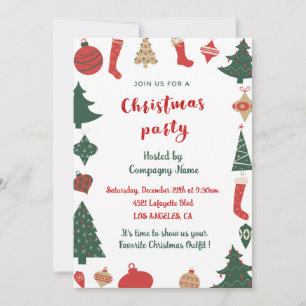 Company Christmas Party  Cute Trees Socks Invitation