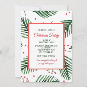 Company Christmas Party Elegant Evergreen Invitation