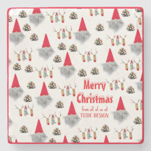 Company Christmas red frame gift stone coaster