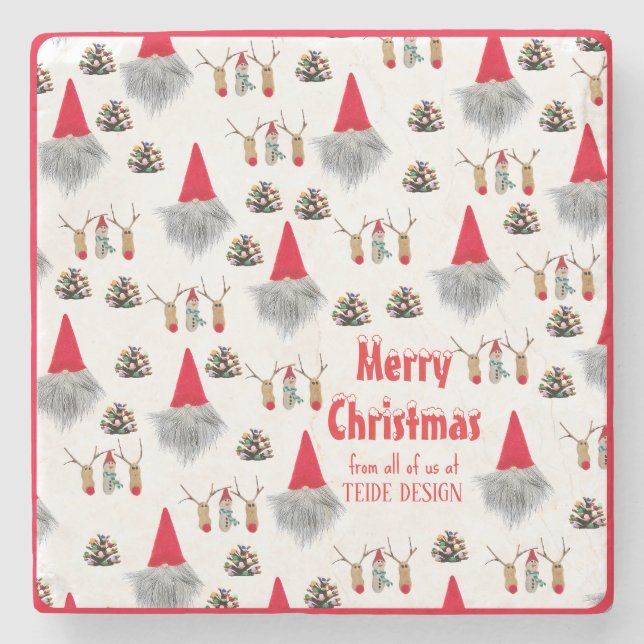 Company Christmas red frame gift stone coaster (Front)
