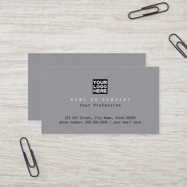 Company Corporative Business Name Gray Business Card (Front/Back In Situ)