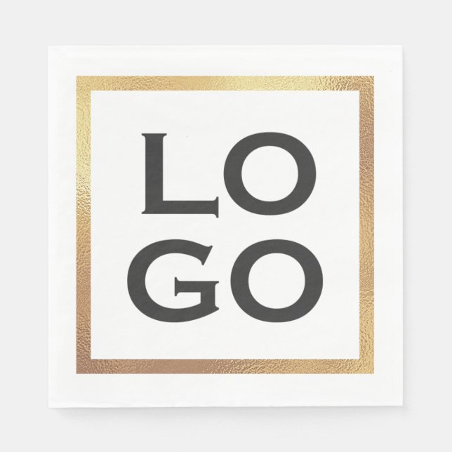 Company Custom Logo with Gold Frame Napkin (Front)