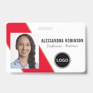 Company Employee Photo Barcode Logo Modern Badges ID Badge