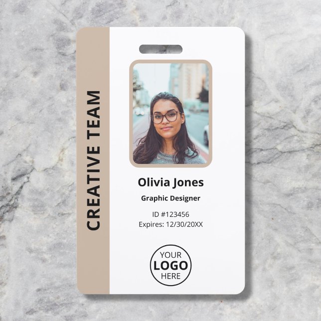 Company Employee Photo ID Beige Badge (Creator Uploaded)