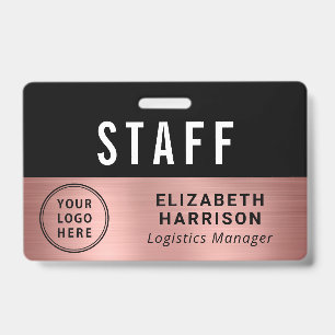 Company Event Logo Staff Employee Rose Gold ID Badge