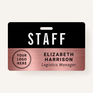 Company Event Logo Staff Employee Rose Gold ID ID Badge