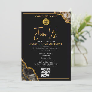 Company Event Party Corporate Annual Black Gold Invitation