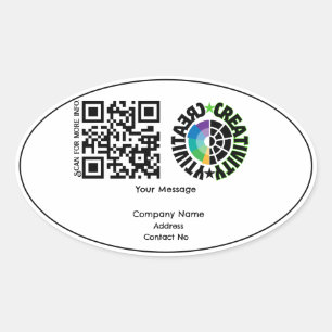 Company gift QRcode with personalisation BG Oval Sticker