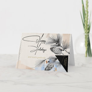 Company Happy Holidays Modern Pinecones Card