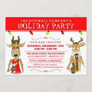 Company Holiday Party Reindeer with Drinks Invite