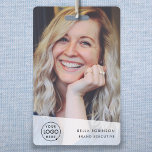 Company ID Card | Modern Large Photo Employee QR ID Badge<br><div class="desc">Simple, stylish corporate ID badge which can easily be personalised with your employee's ID photo, name, position, company logo, business details and QR code or barcode. The stylish design features modern minimalist typograhy and a transparent banner. The image shown is for illustration purposes only to be replaced with your own...</div>