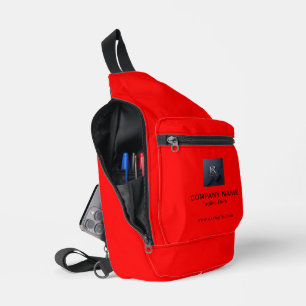 Company Info Red Print Cut Sew Sling Bag