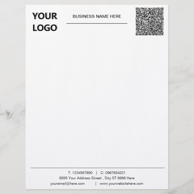 Company Letterhead Template with Logo and QR Code (Front)
