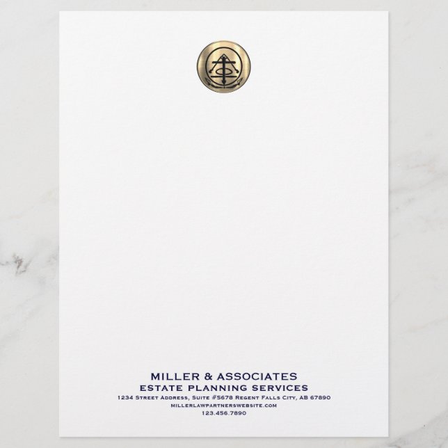 Company Letterhead with Gold Logo Navy Typography (Front)