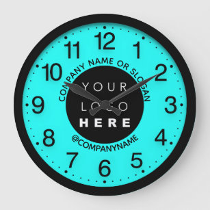 Company Logo Abstract Aqua Water SPA Name Slogan Large Clock