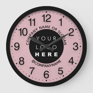 Company Logo Abstract Rose Pastel SPA Name Slogan Large Clock