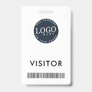 Company Logo and Business Barcode Visitor ID Badge