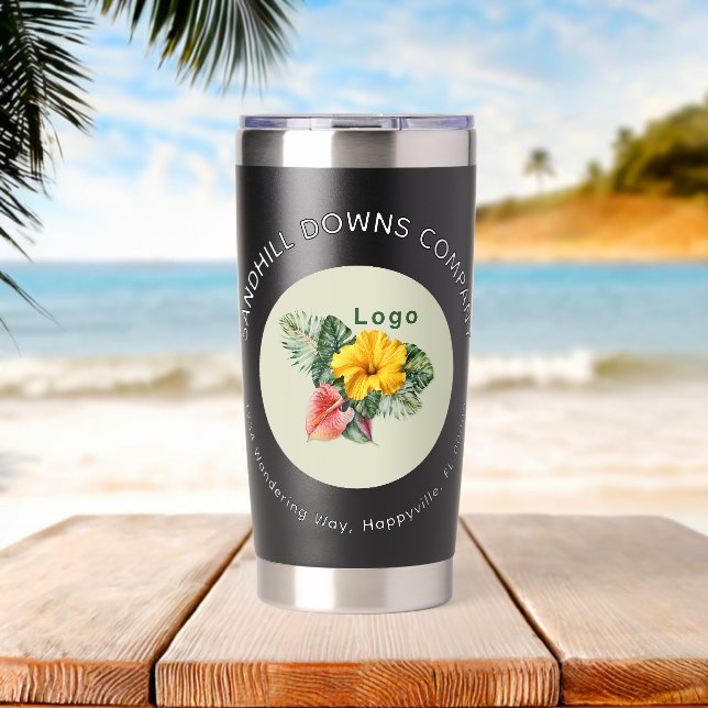 Company Logo and Business Name Curved Text Insulated Tumbler (Beach (Rotated))