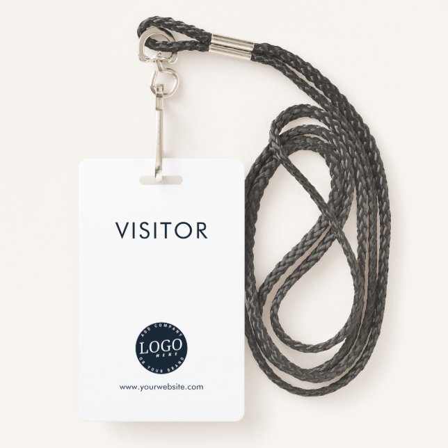 Company Logo and Business Website Address Visitor ID Badge (Front with Lanyard)