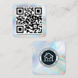 Company Logo and QR Code DIY Holographic Square Business Card