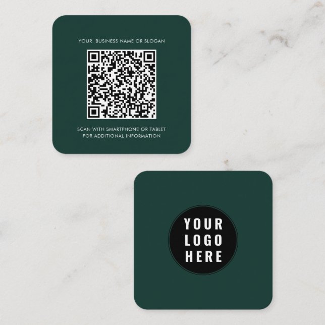 Company Logo and QR Code Modern Square Business Card (Front/Back)