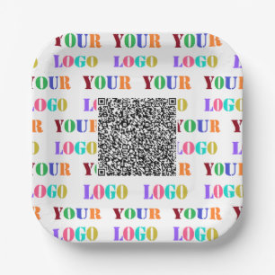 Company Logo and QR Code Paper Plates Template