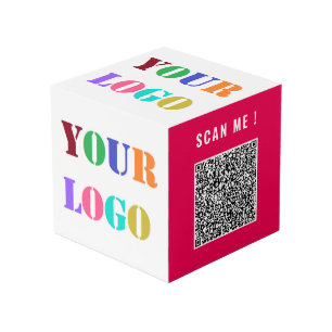 Company Logo and QR Code Promotional Cube Template
